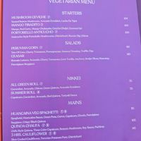 Menu at PLAYA Beach in Dubai