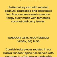 The mains at the time of our last visit. The tandoori leek was one of the best things I’ve ever eaten  at Daaku in Falmouth