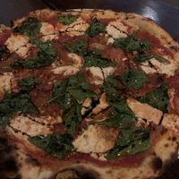 Espinaca (spinach) pizza! So good! at Cafe Zorba in Medellin