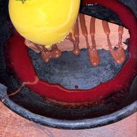 Torta de chocolate con helado mango (vegano) at Cafe Zorba in Medellin