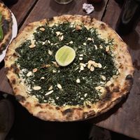 Kale pizza  at Cafe Zorba in Medellin