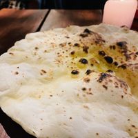 Pizza bread (comes with the hummus)  at Cafe Zorba in Medellin