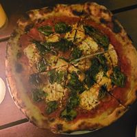 vegan spinach pizza, so good! at Cafe Zorba in Medellin
