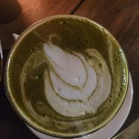 Matcha Latte with almond milk at Cafe Zorba in Medellin