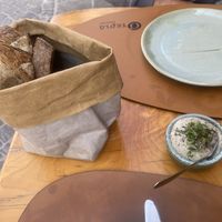 Home bread and cauliflower dip   at Sterja in Crete