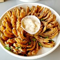 Blooming onion with vegan mayo and mustard dip vg gf at Lafayette's Margate in Margate