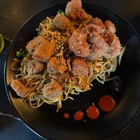 Yakisoba with fried tofu added  at 3 Howls Remedy House in Vancouver