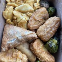 Vegan gardein fishless, vegan Mac and cheese, samosa, etc  at Whole Foods Market in Detroit