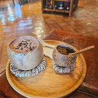 Almond milk hot chocolate at The Tea & Chocolate Place in Copan Ruinas