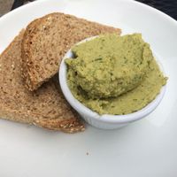 Homemade Hummus with toast at Shine Cafe in Morro Bay