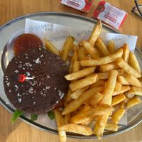 Beyond Meat burger and fries at Watergrill in Abbotsford