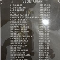 Vegetarian options at Baba & Kaur Northern Cuisine in Malacca