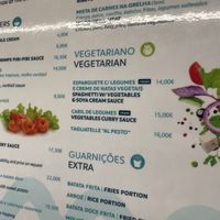 Two vegan options on menu  at Dumar D'Benagil in Lagoa