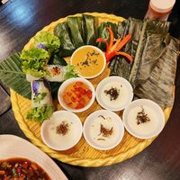 Steak cake tray at Tĩnh Garden Vegetarian in Hue