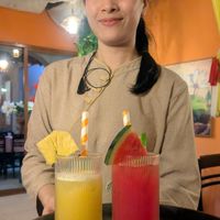 Pineapple and Watermelon juices at Tĩnh Garden Vegetarian in Hue