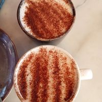 Chai Lattes with plant milk at Flower Cafe Ncl in Newcastle Upon Tyne
