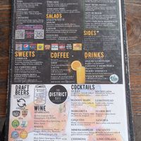 2026 menu at The District Cafe in Bakersfield