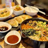Bibimba, tofu, kimchi & veg mandu  at Seoul Food in Windhoek