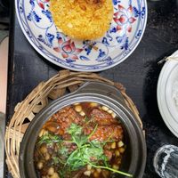 Tempeh with pumpkin and chickpeas claypot  at Mingle Cafe in Hue
