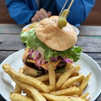 Vegetarian burger at Mingle Cafe in Hue