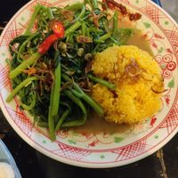 Morning glory and fried rice at Mingle Cafe in Hue