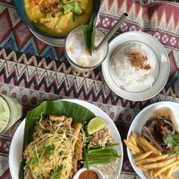 yellow curry, pad Thai, mushroom bao  at Mingle Cafe in Hue