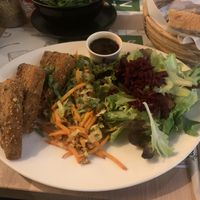 Tofu in bread crumbles  at Zrno Bio Bistro in Zagreb