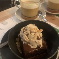 Brownie w/ice-cream at Zrno Bio Bistro in Zagreb