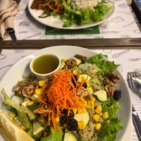 Quinoa salad and breaded tofu  at Zrno Bio Bistro in Zagreb