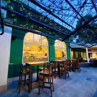 Outside seating at Zrno Bio Bistro in Zagreb