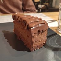 Chocolate cake at Zrno Bio Bistro in Zagreb