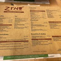 Drinks menu  at Zrno Bio Bistro in Zagreb
