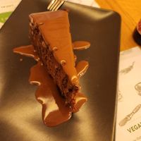 chocolate cake at Zrno Bio Bistro in Zagreb