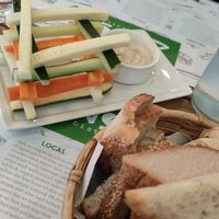 As Susanne as that: courgettes and carrots sticks with an amazing dipping sauce! at Zrno Bio Bistro in Zagreb