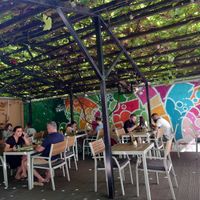 Seating outside at Zrno Bio Bistro in Zagreb