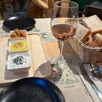 Dips and bread  at Zrno Bio Bistro in Zagreb