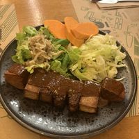 Protein trio: tempeh, tofu and seitan  at Zrno Bio Bistro in Zagreb