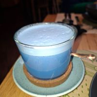 Blue latte at Zrno Bio Bistro in Zagreb
