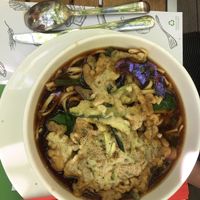 Udon- flavours good to much tempura and the tempura gets really soggy  at Zrno Bio Bistro in Zagreb