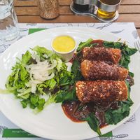 Seitan cordon bleu at Zrno Bio Bistro in Zagreb