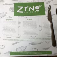 Placemat gives information on their farm in Zrno at Zrno Bio Bistro in Zagreb