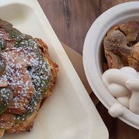 Pistachio croissant and savoury pie with aioli at Sacre Coeur in Southport