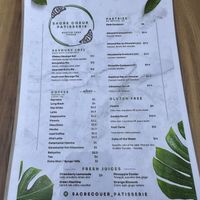 The menu  at Sacre Coeur in Southport