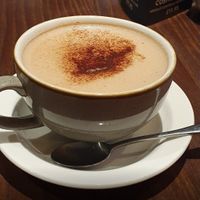 Oat milk hot chocolate at LHR - The Globe Pub & Kitchen - T5 in West London