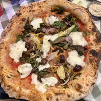 Pizza Love with added vegan mozzarella   at Pizza Pilgrims in Brighton