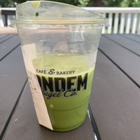 Matcha latte  at Tandem Bagel Company in Easthampton