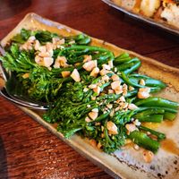Broccolini with corn puree at Sugarlane Restaurant in Lane Cove