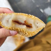 The inside of the sesameball is like a mochi and its filled with a redbeanpaste. Not too sweet, very delicious even it was oily on the outside at Chenji Bakery (Zhejiang Middle Road Store) - 陈记饼店(浙江中路店) in Shanghai