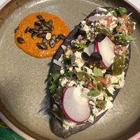 Vegetarian Tlacoyo Azul 😁 at Maíz y Cacao in Southbank