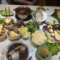 All the yummy ingredients for hotpot  at One Leaf, One World 一叶一世界 - WenShu 文殊坊 in Chengdu